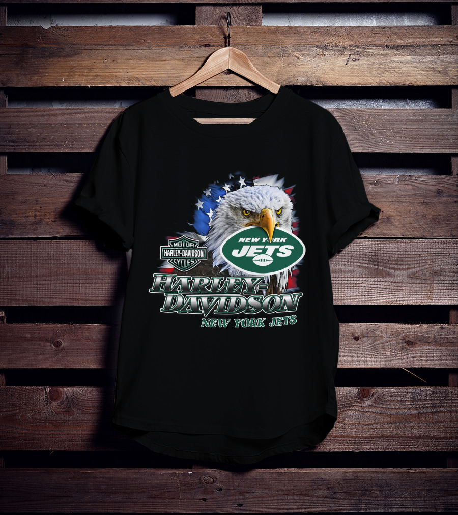 New York Jets Harley Davidson American Eagle Nfl T-Shirt