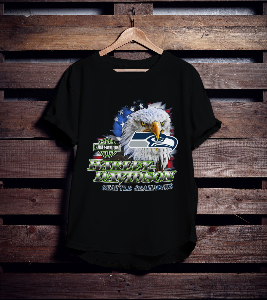 Harley Davidson Seattle Seahawks Nfl Eagles T-Shirt