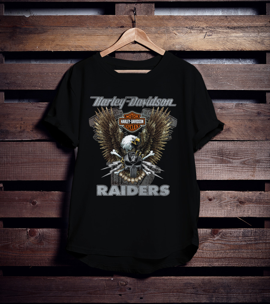 Harley Davidson Motorcycles Eagle Raiders Nfl Las Vegas T-Shirt