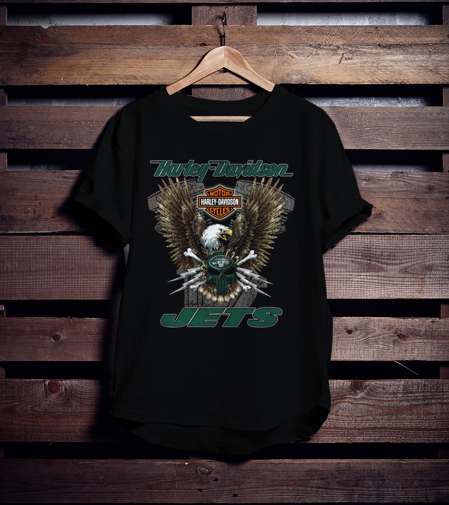 Harley Davidson Motor Cycles Jets New York Hd13 Nfl T-Shirt