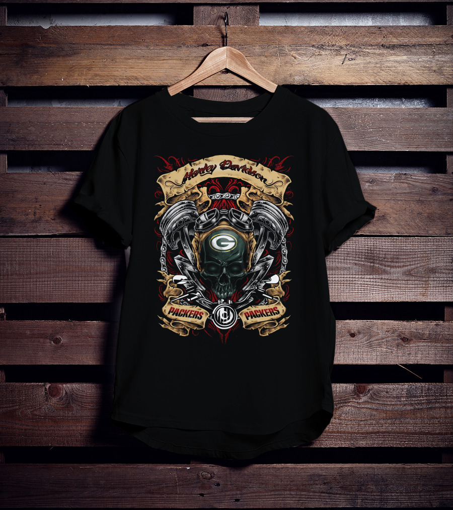 Harley Davidson Green Bay Packers Nfl Skull Packers Retribution T-Shirt
