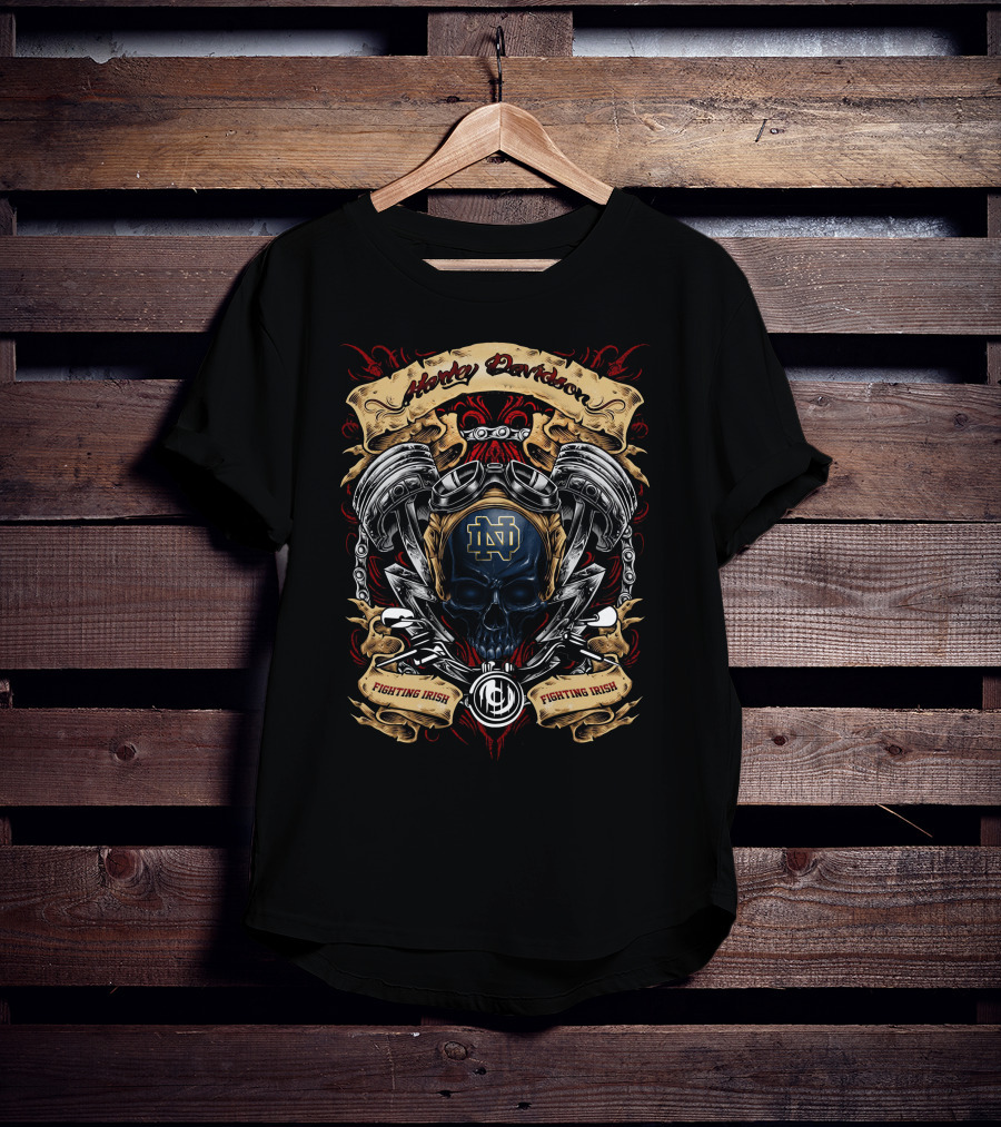 Harley Davidson Notre Dame Fighting Irish Skull Logo Ncaa T5M1 T-Shirt