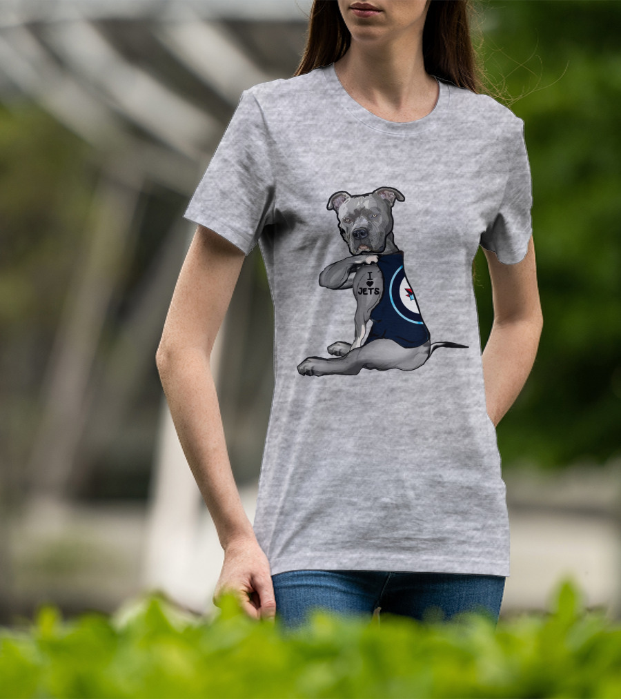 I Love Jets Pitbull Fan With Winnipeg Jets T-Shirt