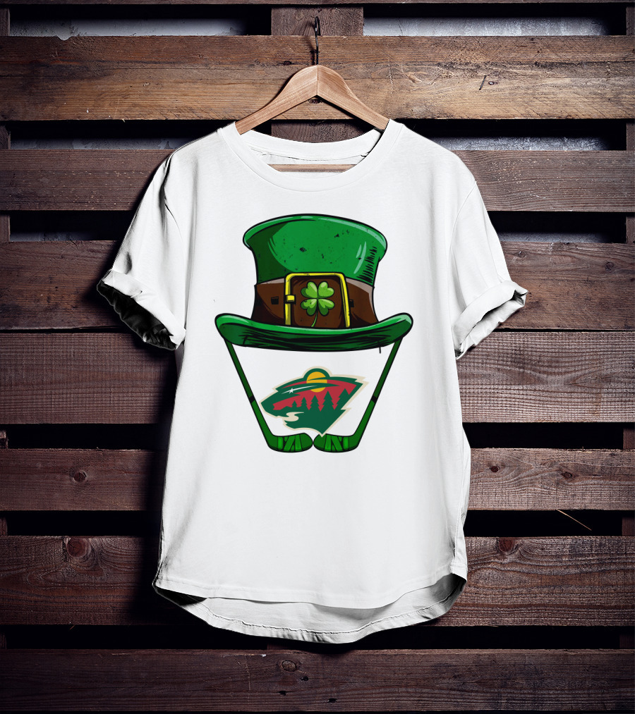 Minnesota Wild St. Patrick's Day Hockey Shamrock Hat T-Shirt