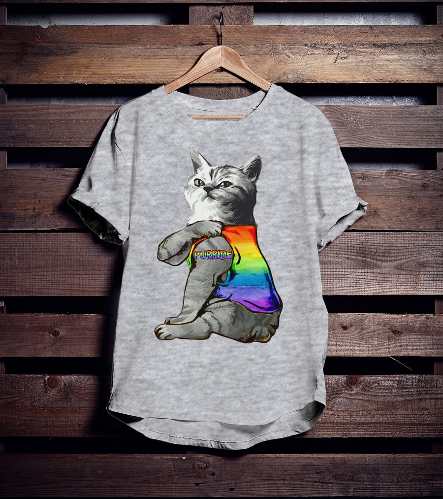 Purride Cat In Rainbow Colors T-Shirt