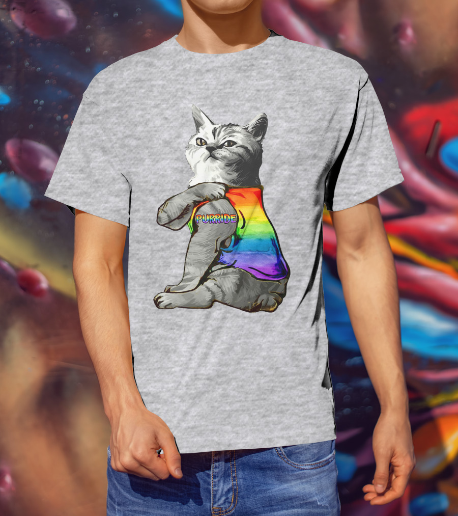 Purride Cat In Rainbow Colors T-Shirt
