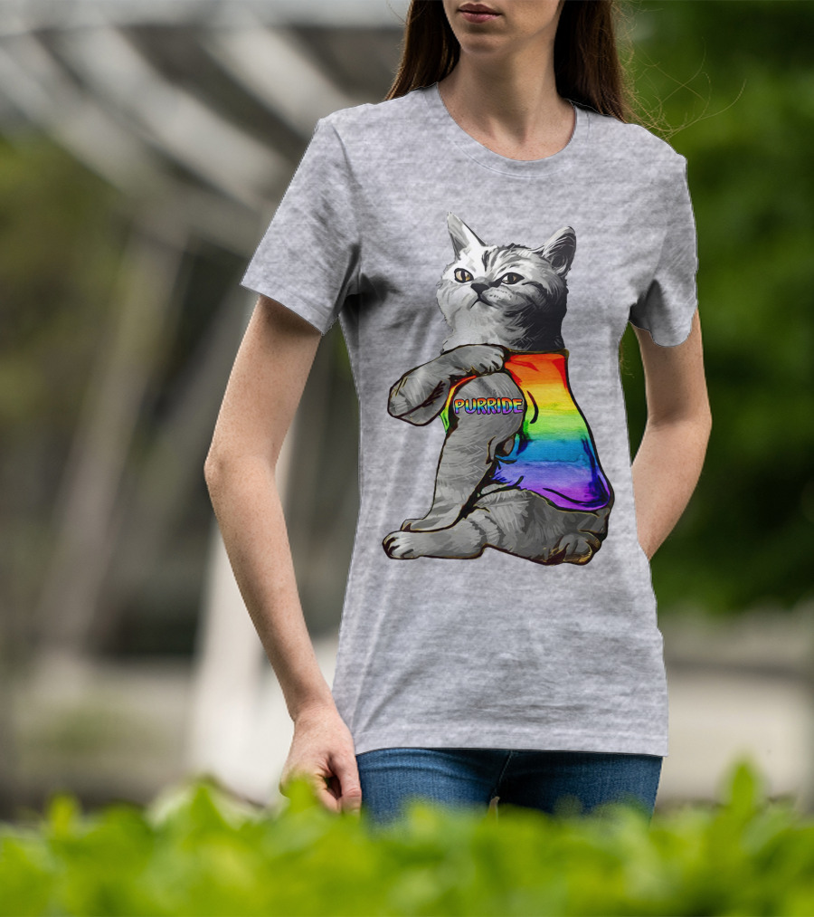 Purride Cat In Rainbow Colors T-Shirt