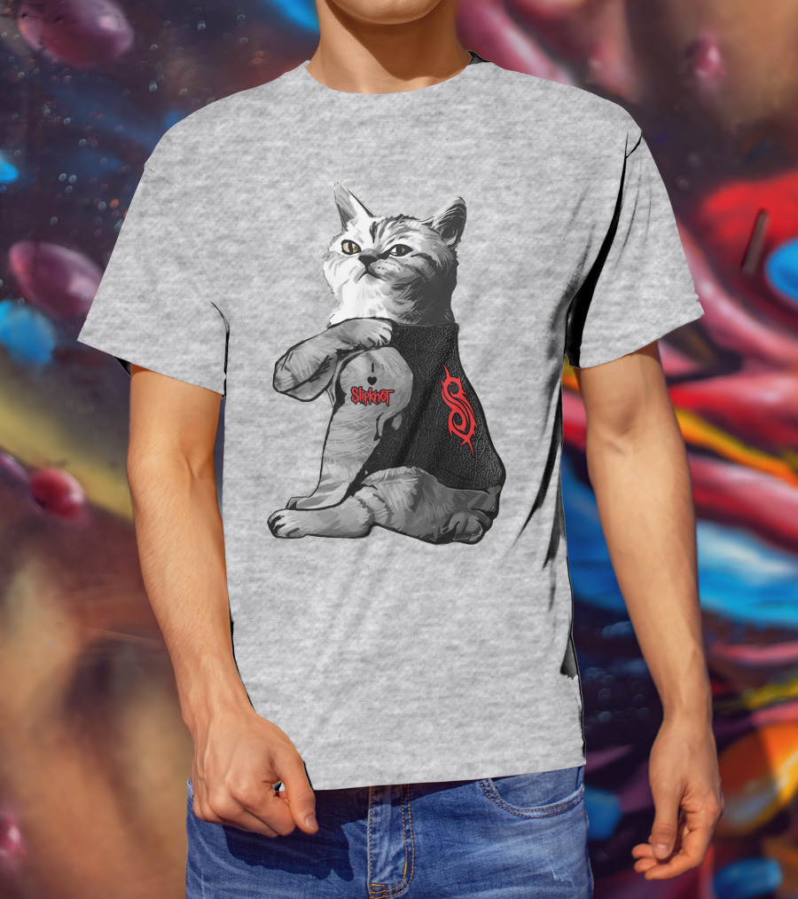 Slipknot Cat With Logo And Heart Tattoo T-Shirt