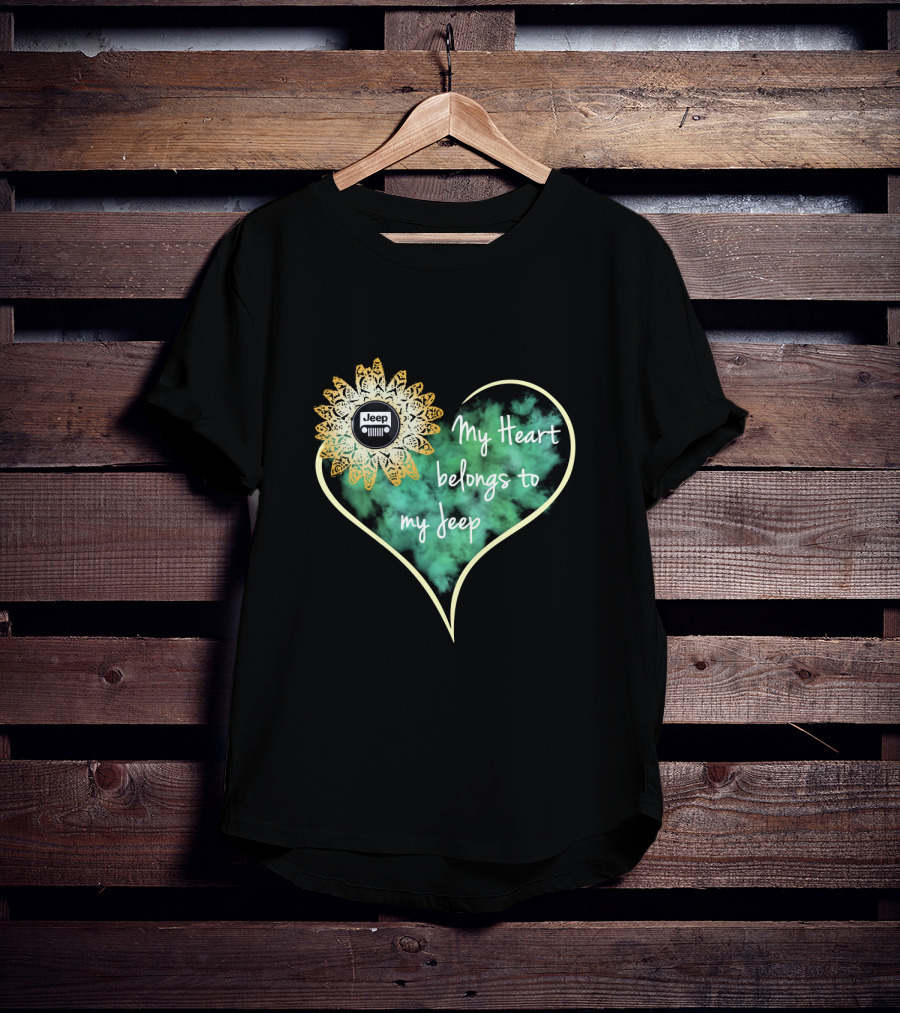 My Heart Belongs To My Jeep Sunflower T-Shirt