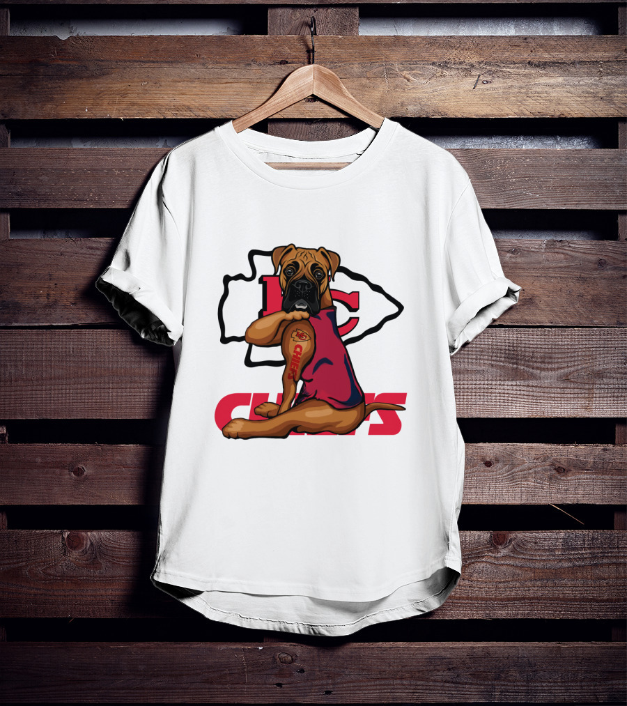 Boxer Chiefs KC Chiefs Tattoo Football Dog T-Shirt