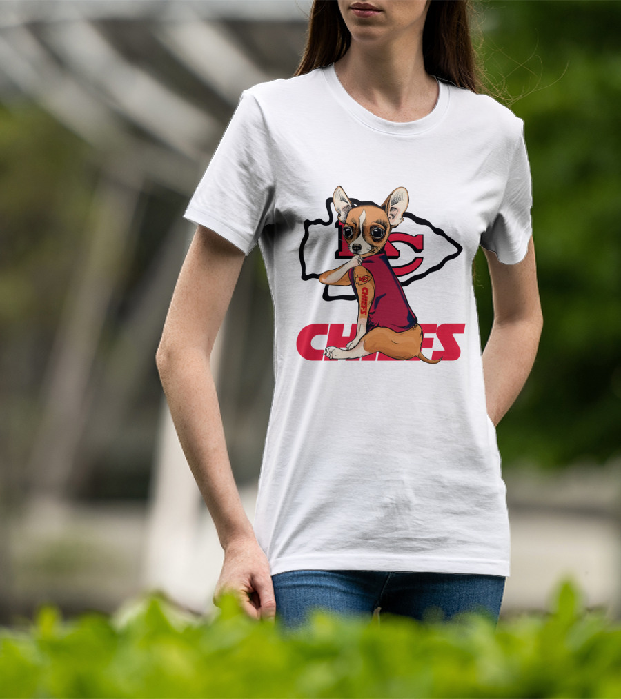 Chihuahua Chiefs Nfl Football Fan Team Spirit T-Shirt