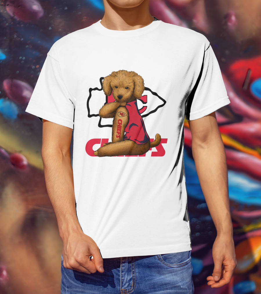 Poodle Chiefs KC Chiefs Logo Dog In Red Jersey T-Shirt