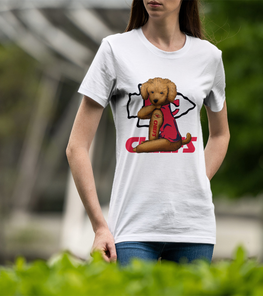 Poodle Chiefs KC Chiefs Logo Dog In Red Jersey T-Shirt