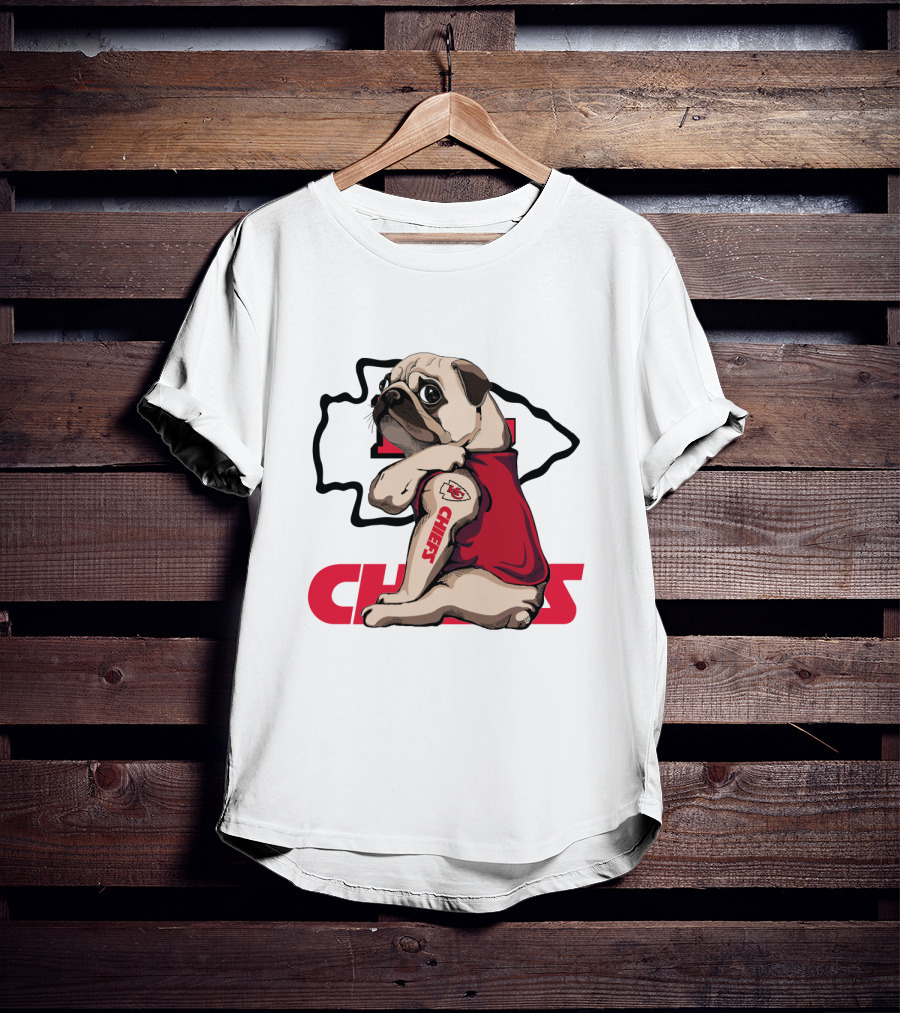 Pug Chiefs Kansas City Logo Tattoo Red Jersey T-Shirt