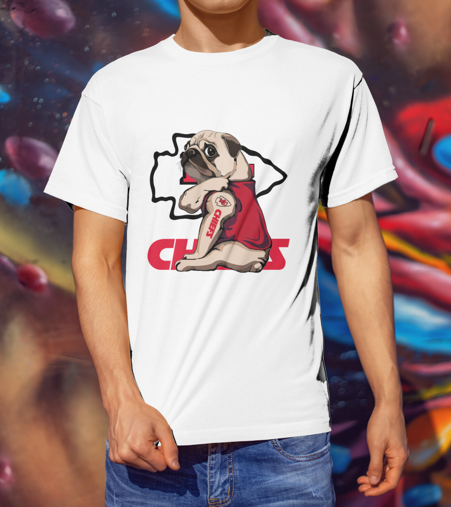 Pug Chiefs Kansas City Logo Tattoo Red Jersey T-Shirt