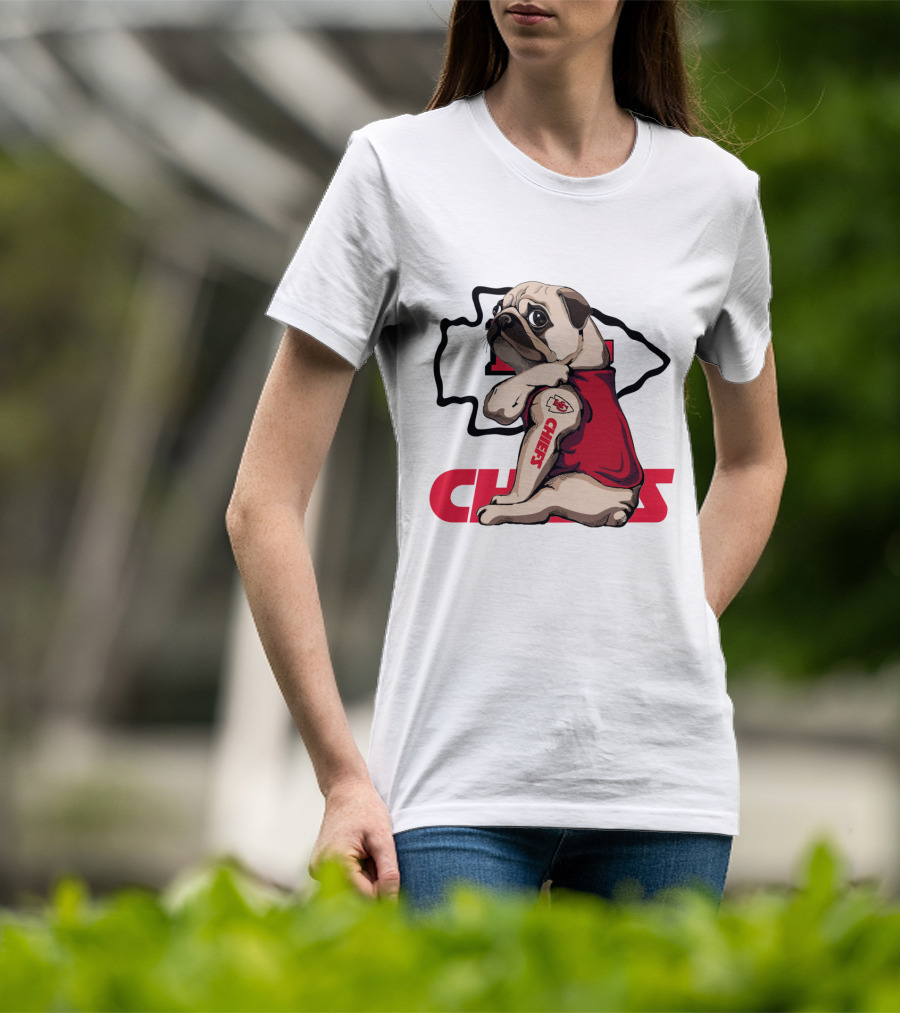 Pug Chiefs Kansas City Logo Tattoo Red Jersey T-Shirt