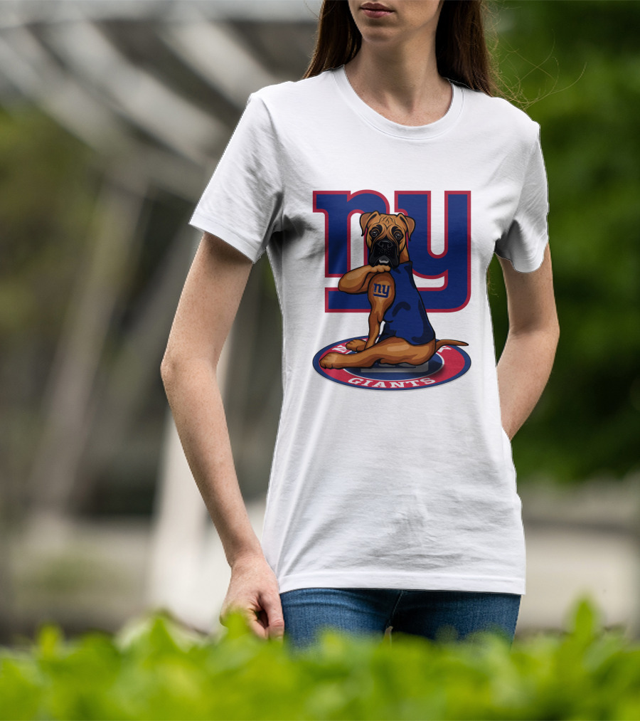 NY Giants Boxer Dog T-Shirt