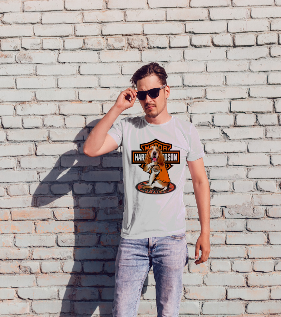 Harley Davidson Basset Hound Motor T-Shirt
