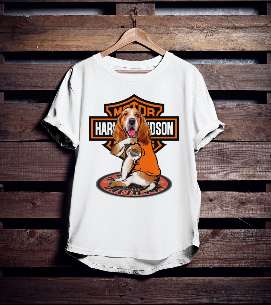 Harley Davidson Basset Hound Motor T-Shirt