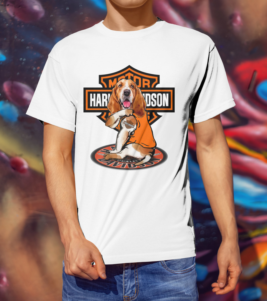 Harley Davidson Basset Hound Motor T-Shirt