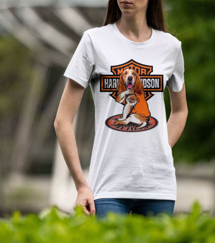 Harley Davidson Basset Hound Motor T-Shirt