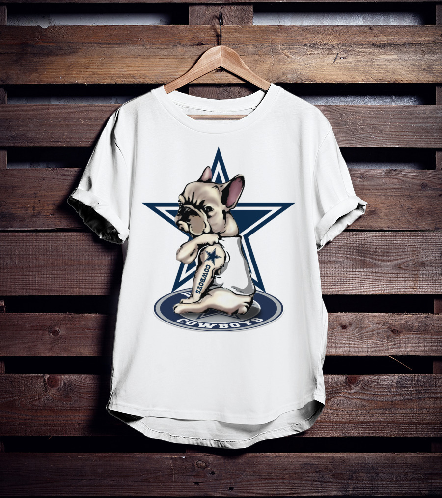 Cowboys French Bulldog Star Logo Tattoo T-Shirt