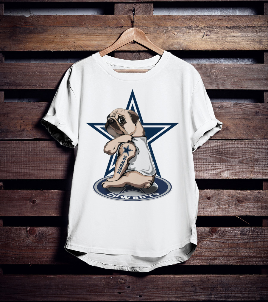 Cowboys Pug Star Logo Tattoo T-Shirt