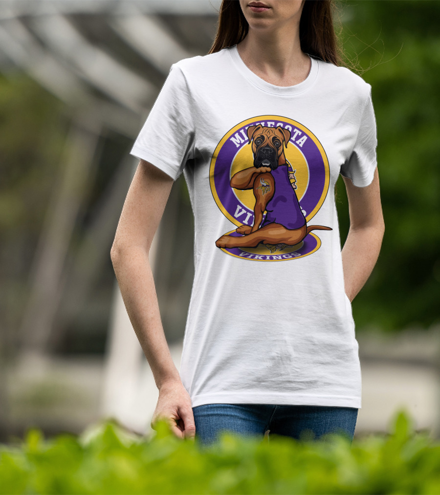 Minnesota Vikings Boxer Dog Tattoo T-Shirt