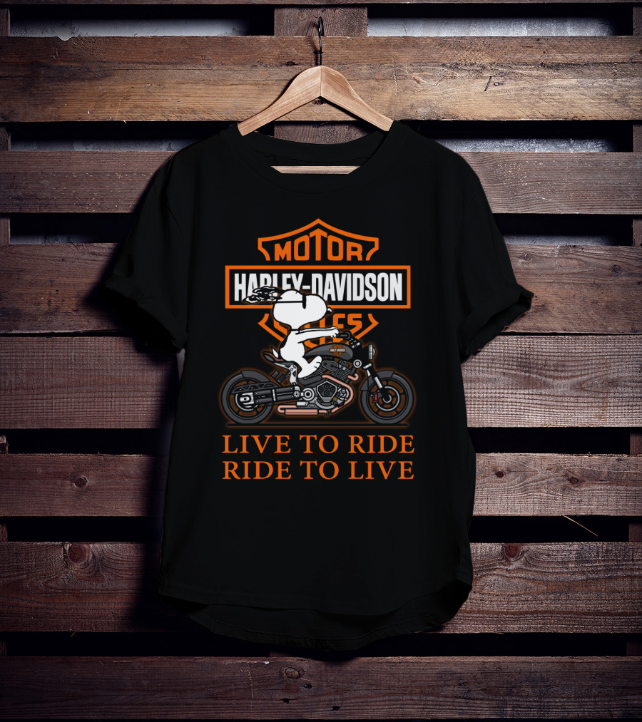 Harley Davidson Motor Cycles Snoopy Live To Ride Ride To Live T-Shirt