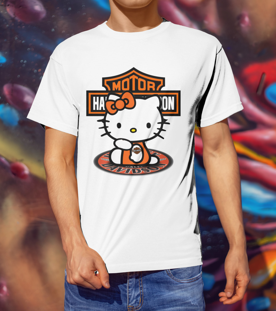 Harley Davidson Hello Kitty Motorcycles Logo Collaboration T-Shirt