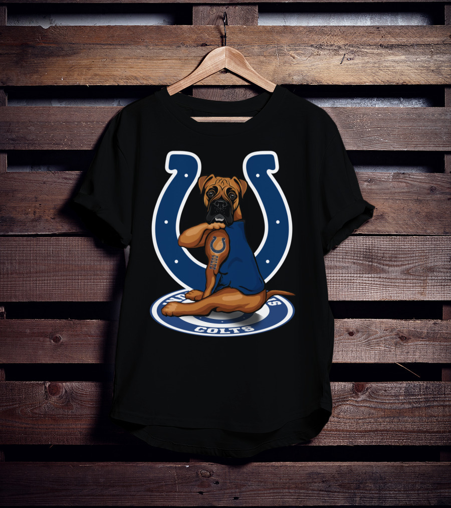 Boxer Colts Fan Dog With Horseshoe T-Shirt