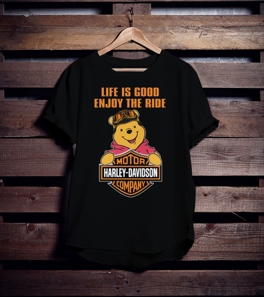 Life Is Good Enjoy The Ride Harley Davidson Pooh T-Shirt