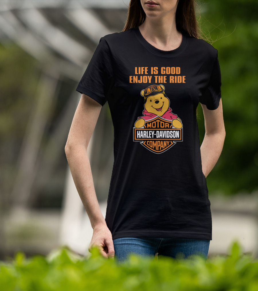 Life Is Good Enjoy The Ride Harley Davidson Pooh T-Shirt