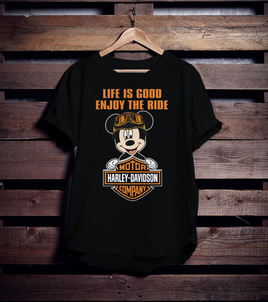 Life Is Good Enjoy The Ride Harley Davidson Mickey Mouse Motor Company T-Shirt