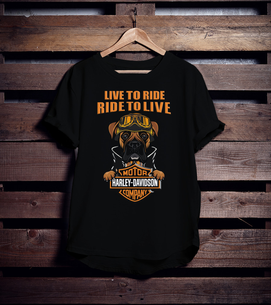 Live To Ride Ride To Live Harley Davidson Motor Company Boxer Dog Goggles T-Shirt