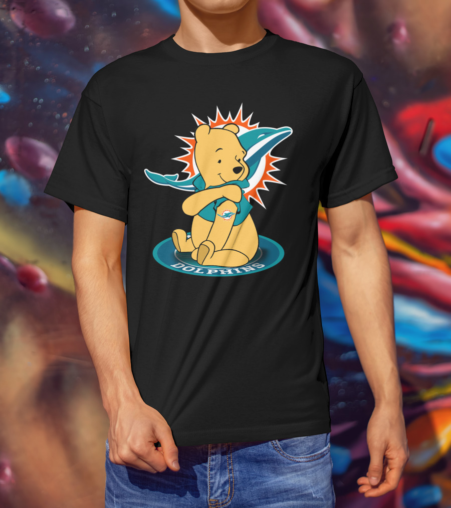Pooh Dolphins Miami Football Fan Crossover T-Shirt