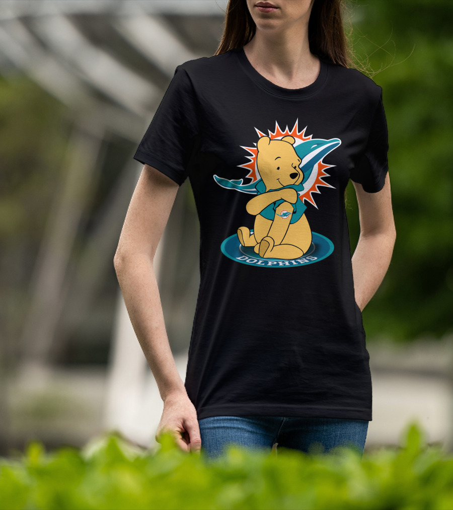 Pooh Dolphins Miami Football Fan Crossover T-Shirt