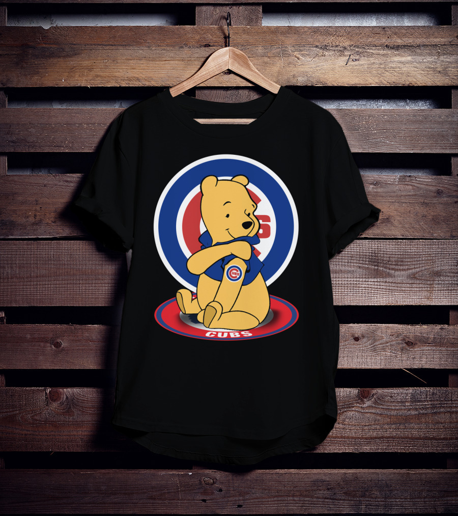Winnie The Pooh Cubs Logo Baseball Fan Crossover T-Shirt