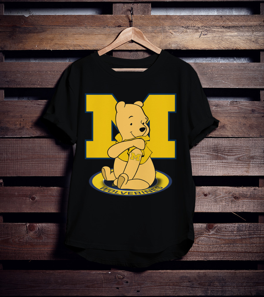 Pooh Bear Michigan Wolverines M Logo T-Shirt