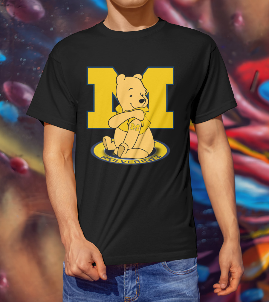 Pooh Bear Michigan Wolverines M Logo T-Shirt