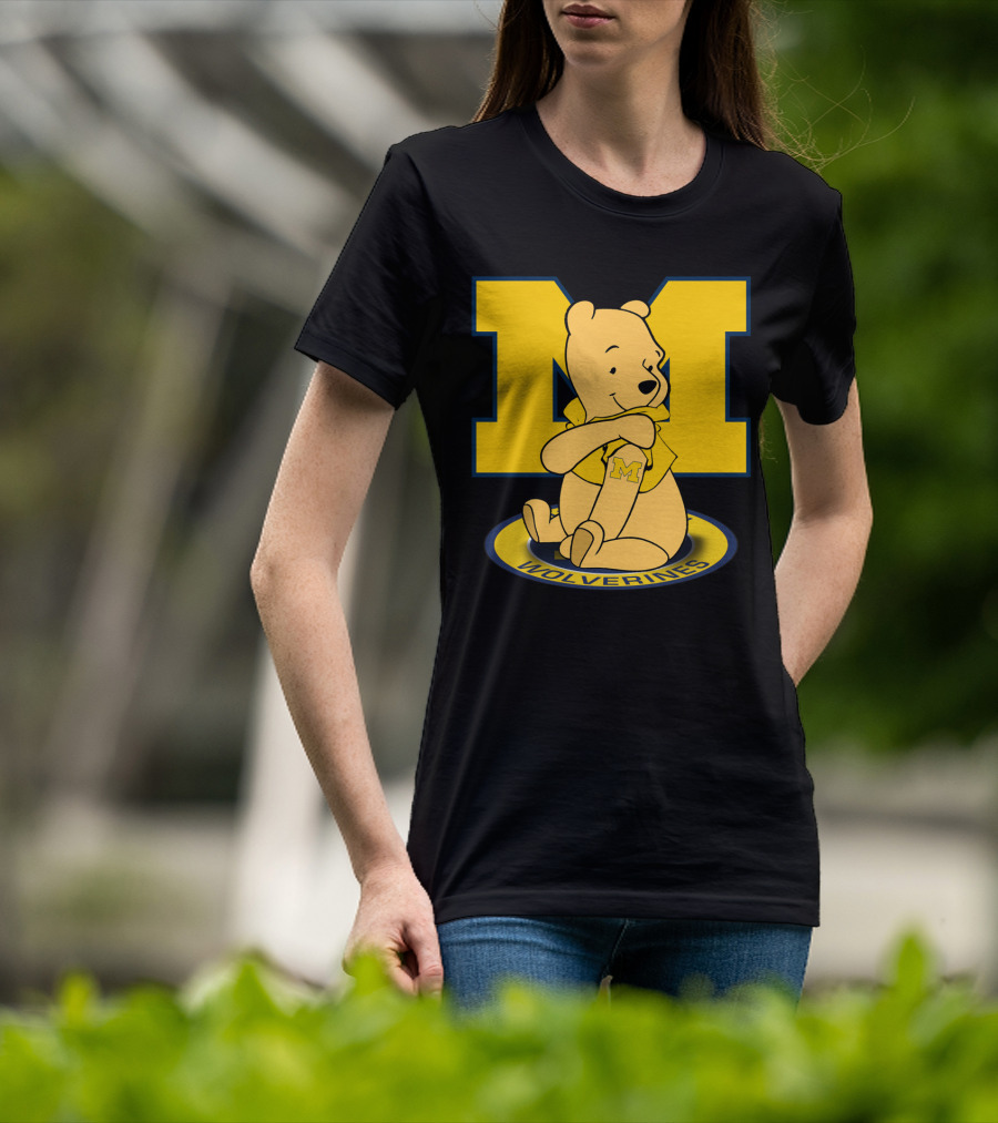 Pooh Bear Michigan Wolverines M Logo T-Shirt