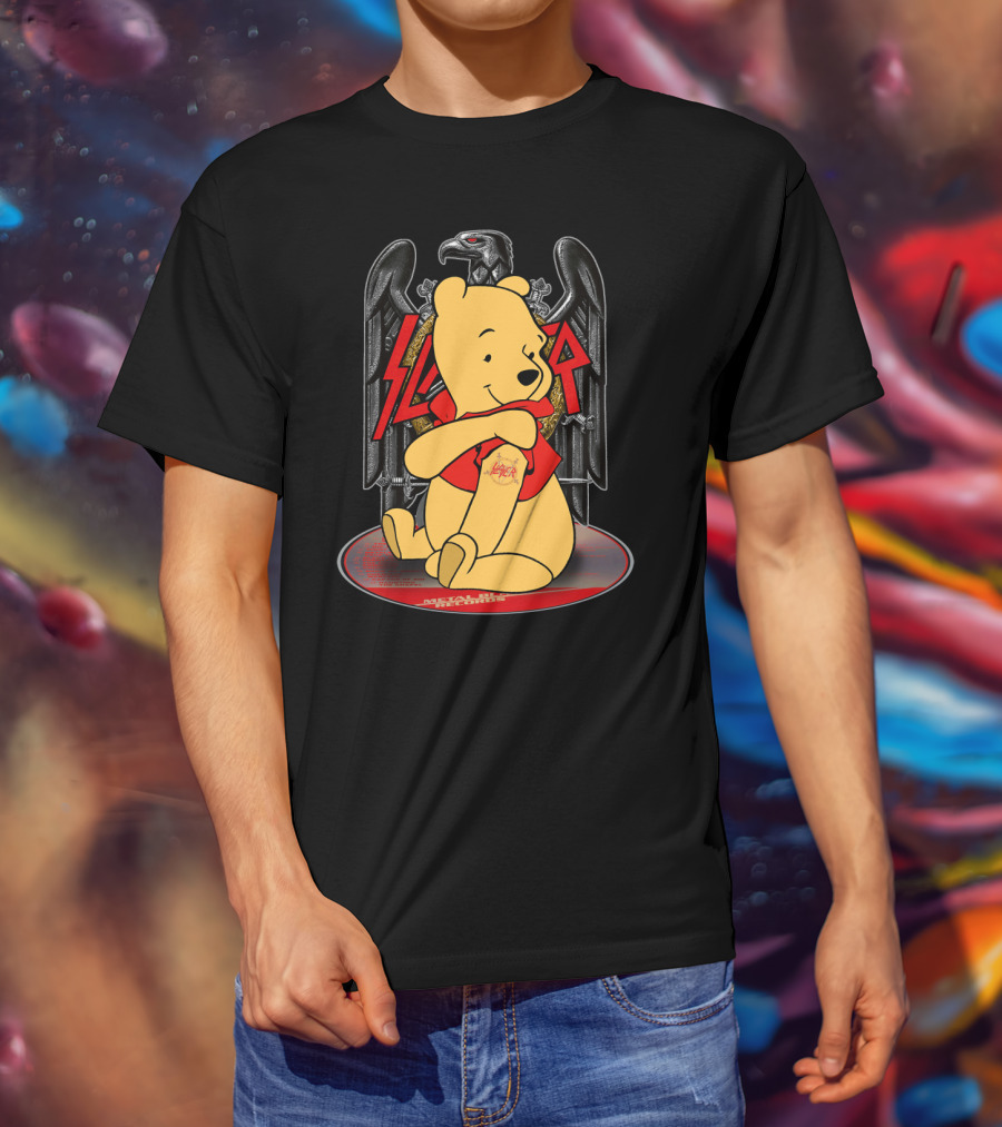 Pooh Slayer Winnie With Metal Eagle Emblem T-Shirt