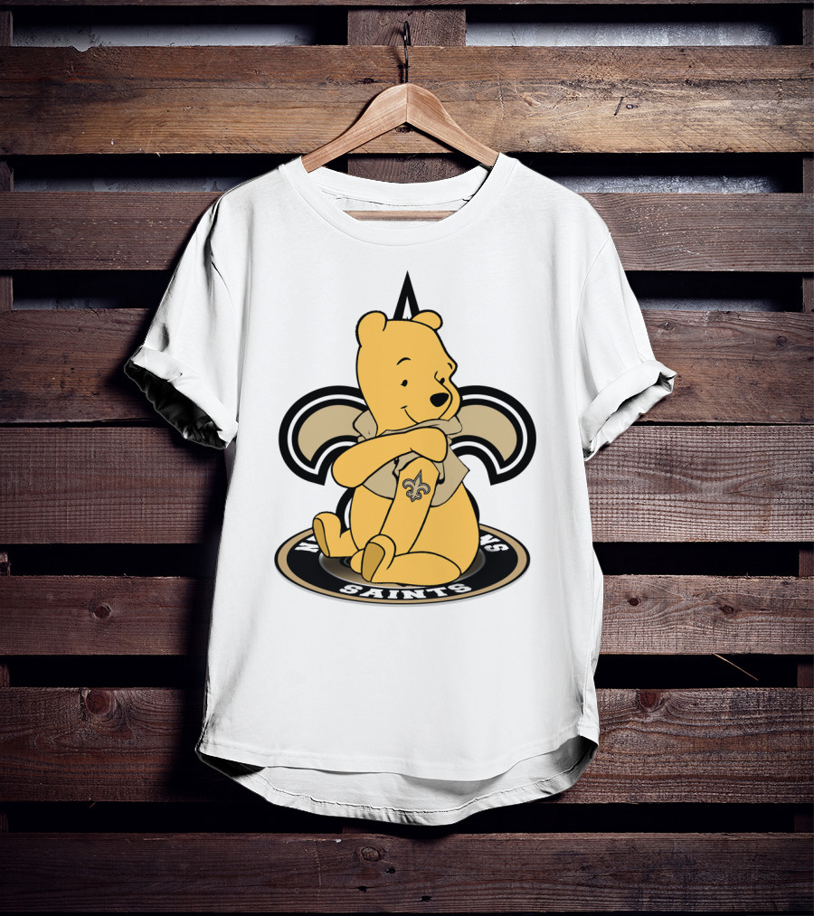 Winnie The Pooh New Orleans Saints Fleur-De-Lis Crossover T-Shirt