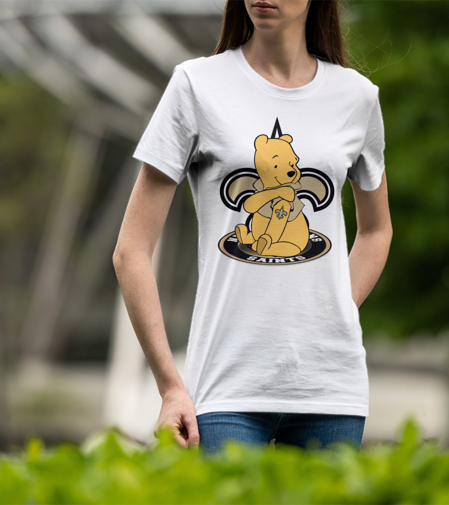 Winnie The Pooh New Orleans Saints Fleur-De-Lis Crossover T-Shirt