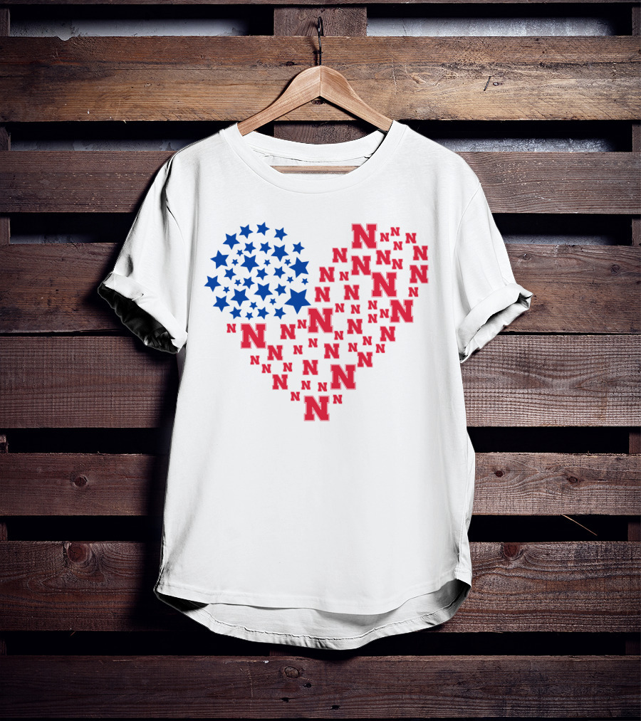 Heartflag Ncaa 19 Nebraska Red N Blue Stars T-Shirt