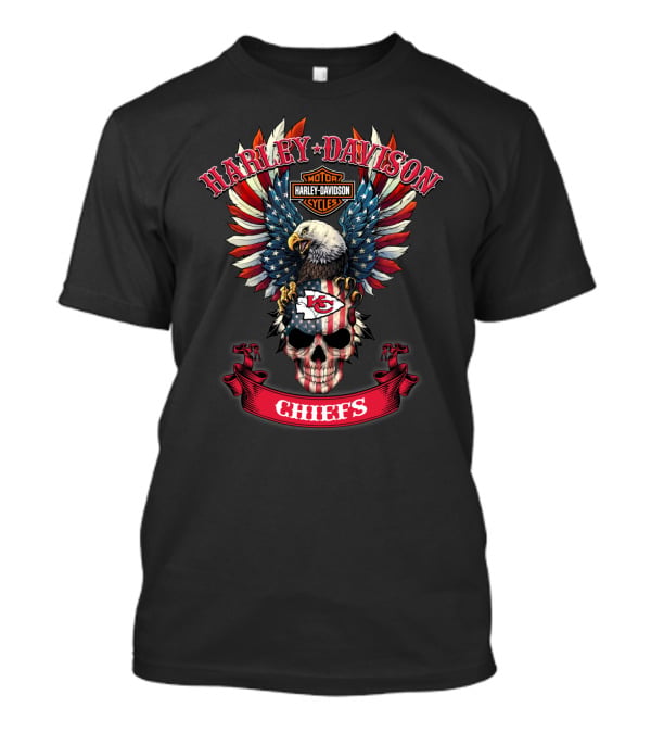 Harley Davidson Motor Cycles Eagles Chiefs Kansas City Nfl T-Shirt