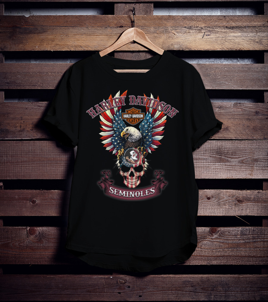 Harley Davidson Motor Cycles Bald Eagle Seminoles T-Shirt