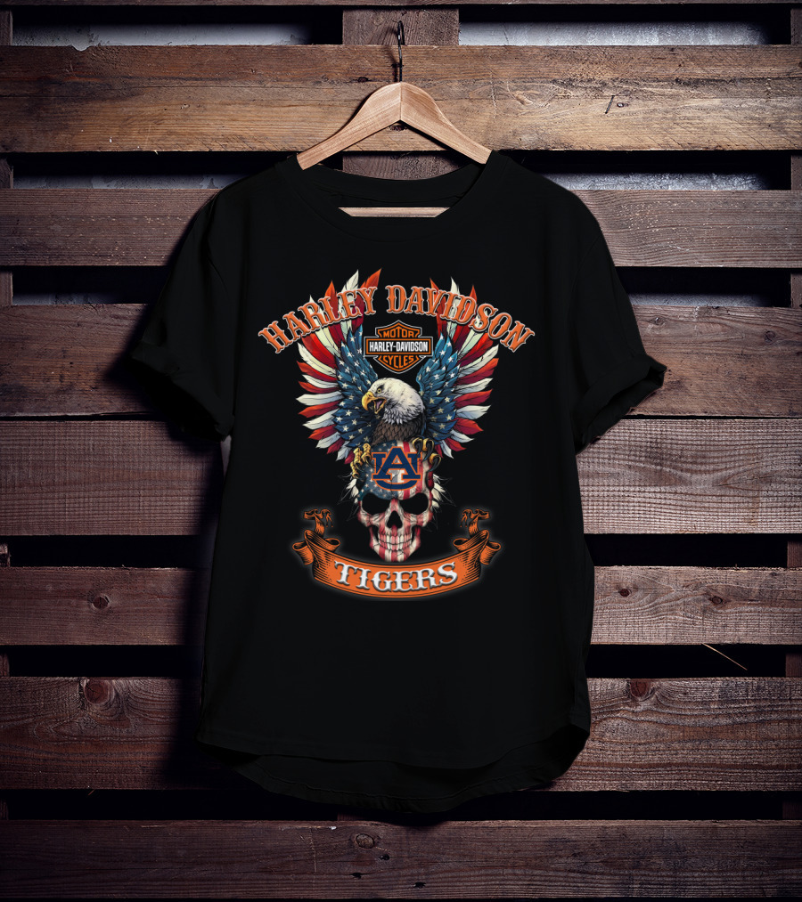 Harley Davidson Motor Cycles Eagle Auburn Tigers T-Shirt