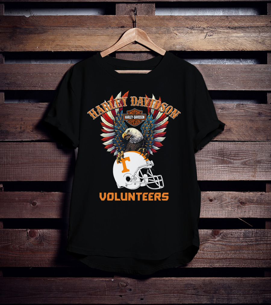 Harley Davidson Motor Cycles Volunteers Bald Eagle Helmet T-Shirt