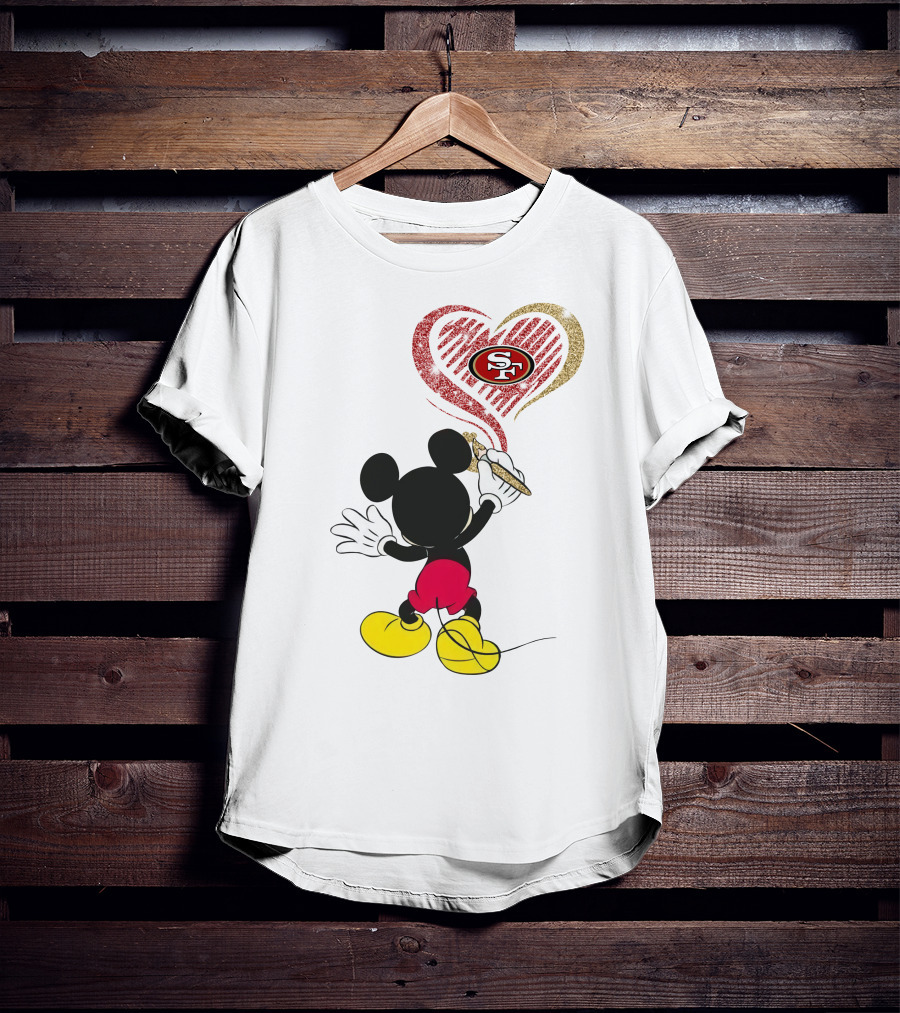 Mickey Mouse Painting San Francisco 49ers Heart T-Shirt